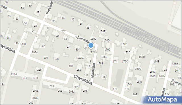 Gdynia, Malarska, 5, mapa Gdyni