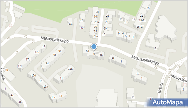 Gdynia, Makuszyńskiego Kornela, 5, mapa Gdyni