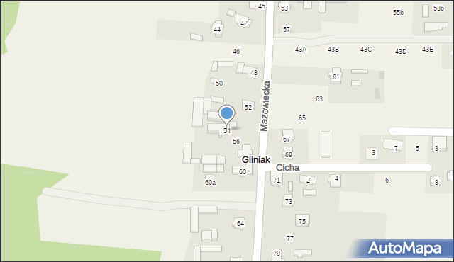 Gliniak, Mazowiecka, 54, mapa Gliniak