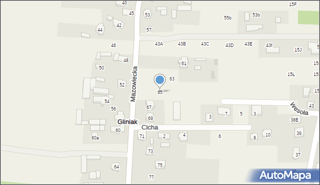 Gliniak, Mazowiecka, 65, mapa Gliniak