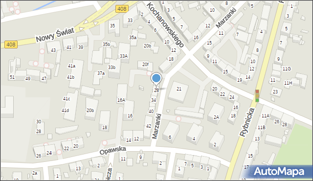 Gliwice, Marzanki, 28, mapa Gliwic