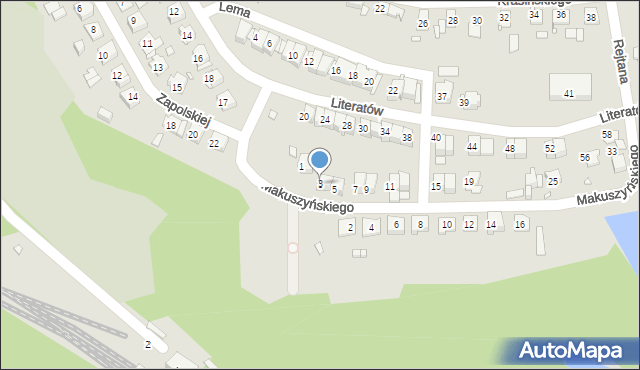 Gliwice, Makuszyńskiego Kornela, 3, mapa Gliwic