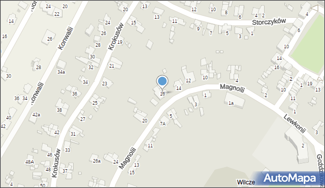 Gliwice, Magnolii, 16, mapa Gliwic