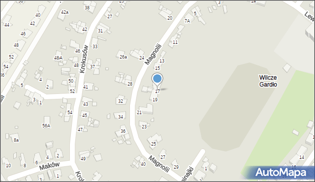 Gliwice, Magnolii, 17, mapa Gliwic