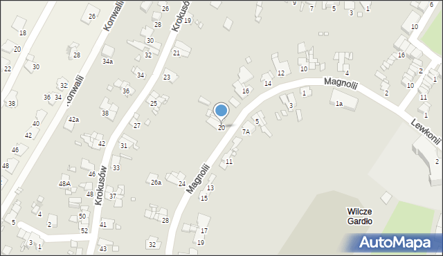 Gliwice, Magnolii, 20, mapa Gliwic