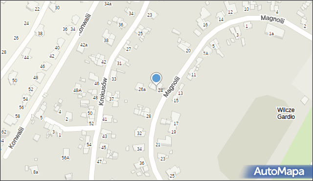 Gliwice, Magnolii, 26, mapa Gliwic