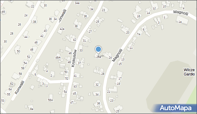 Gliwice, Magnolii, 26a, mapa Gliwic