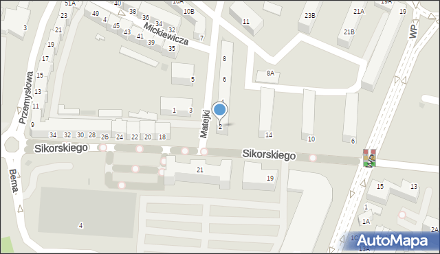 Głogów, Matejki Jana, 2, mapa Głogów