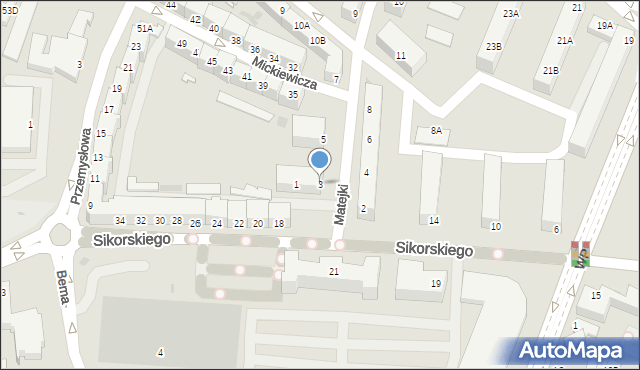 Głogów, Matejki Jana, 3, mapa Głogów