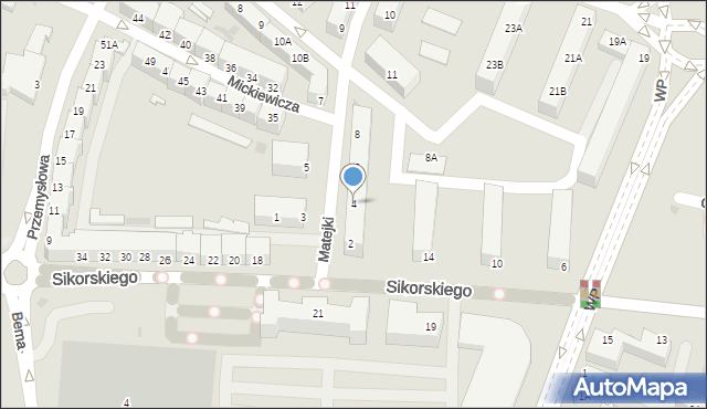 Głogów, Matejki Jana, 4, mapa Głogów