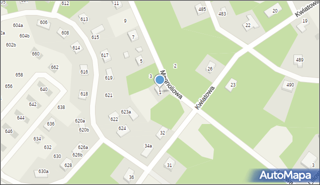 Gniewomirowice, Magnoliowa, 1, mapa Gniewomirowice