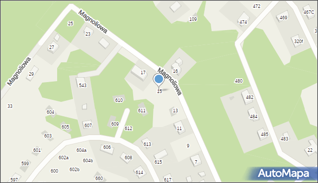 Gniewomirowice, Magnoliowa, 15, mapa Gniewomirowice