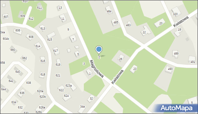 Gniewomirowice, Magnoliowa, 2, mapa Gniewomirowice