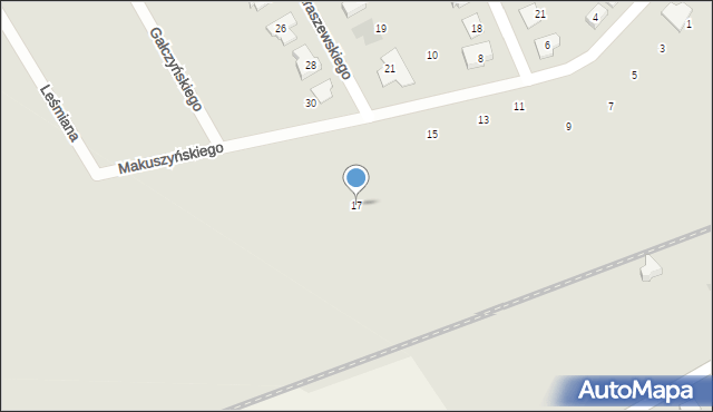 Gniezno, Makuszyńskiego Kornela, 17, mapa Gniezna