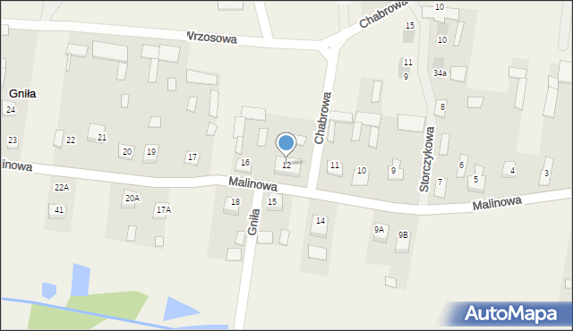 Gniła, Malinowa, 44, mapa Gniła