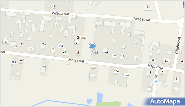 Gniła, Malinowa, 56, mapa Gniła