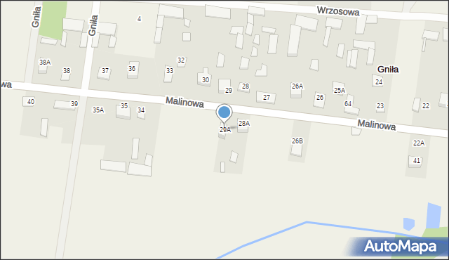 Gniła, Malinowa, 61, mapa Gniła