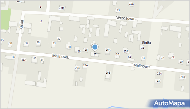 Gniła, Malinowa, 72, mapa Gniła