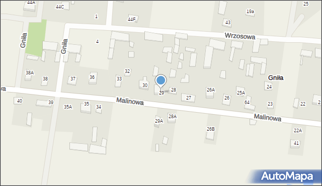 Gniła, Malinowa, 76, mapa Gniła