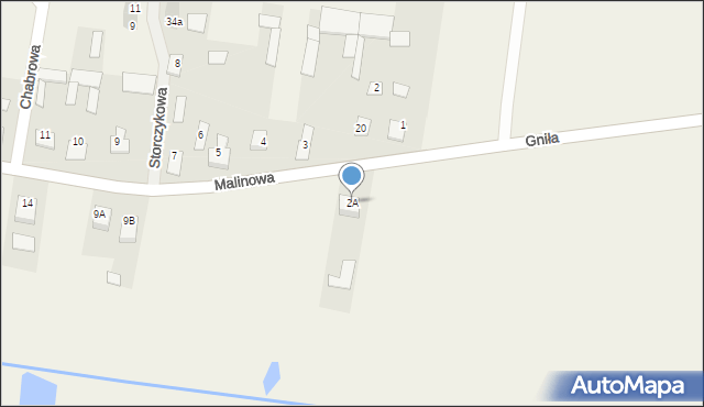 Gniła, Malinowa, 9, mapa Gniła