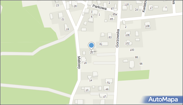 Gorzów, Małowy, 20, mapa Gorzów