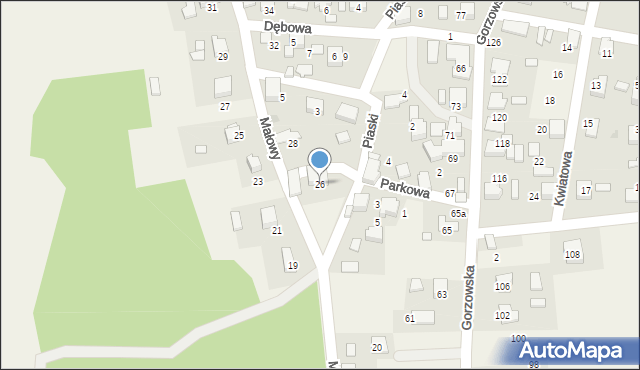 Gorzów, Małowy, 26, mapa Gorzów