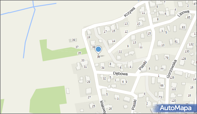 Gorzów, Małowy, 36, mapa Gorzów