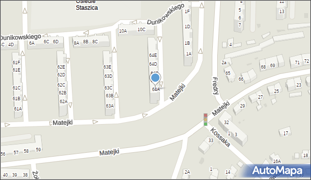 Gorzów Wielkopolski, Matejki Jana, 64A, mapa Gorzów Wielkopolski