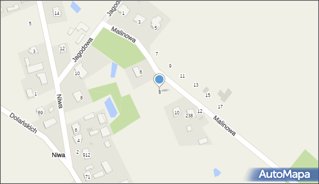 Grębów, Malinowa, 8, mapa Grębów