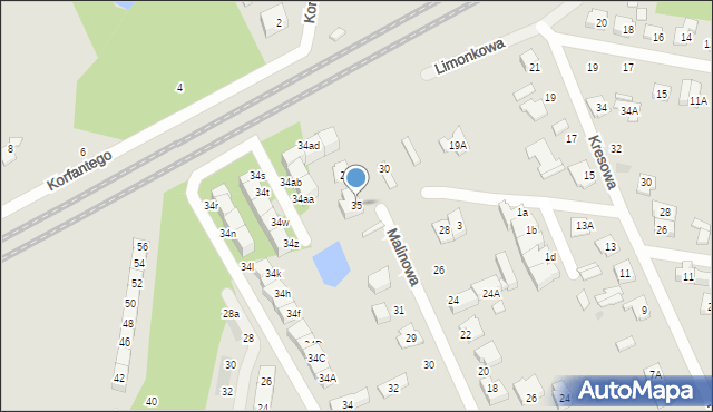 Grodzisk Mazowiecki, Malinowa, 35, mapa Grodzisk Mazowiecki
