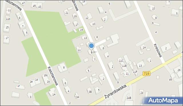 Grodzisk Mazowiecki, Malinowa, 9, mapa Grodzisk Mazowiecki