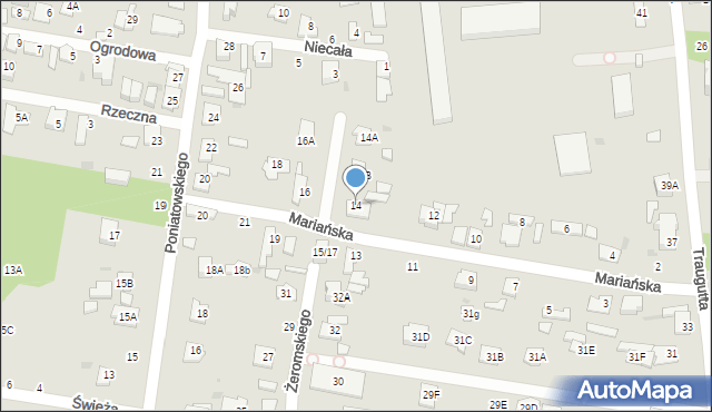 Grodzisk Mazowiecki, Mariańska, 14, mapa Grodzisk Mazowiecki