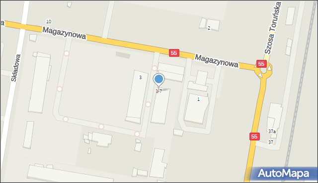 Grudziądz, Magazynowa, 3-7, mapa Grudziądza