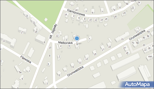 Grudziądz, Malborska, 8, mapa Grudziądza