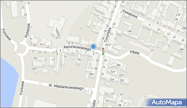 Grudziądz, Marcinkowskiego, 1, mapa Grudziądza