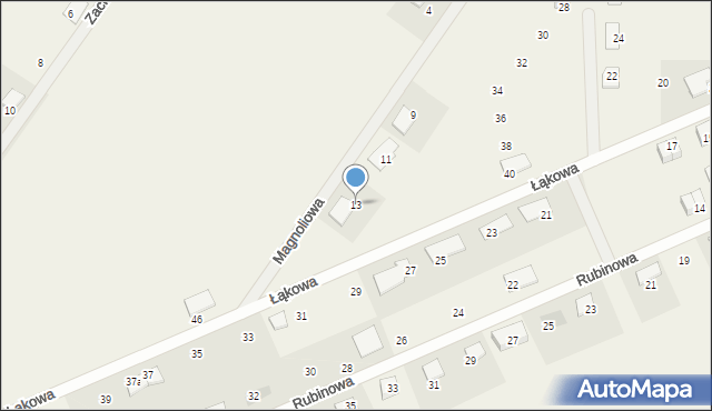 Grzędzice, Magnoliowa, 13, mapa Grzędzice