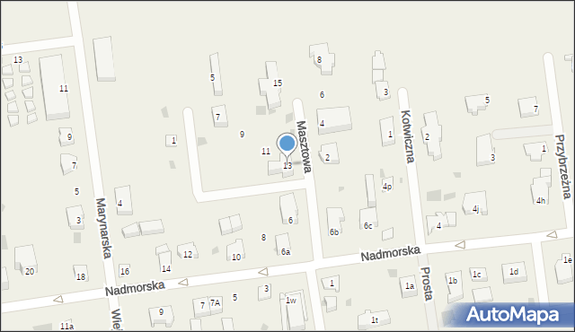 Grzybowo, Masztowa, 13, mapa Grzybowo