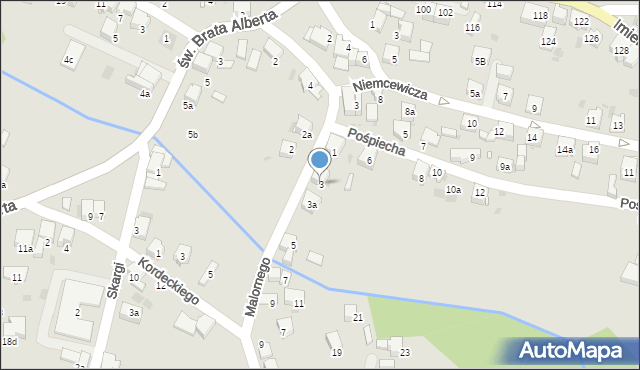 Imielin, Malornego Szczepana, 3, mapa Imielin
