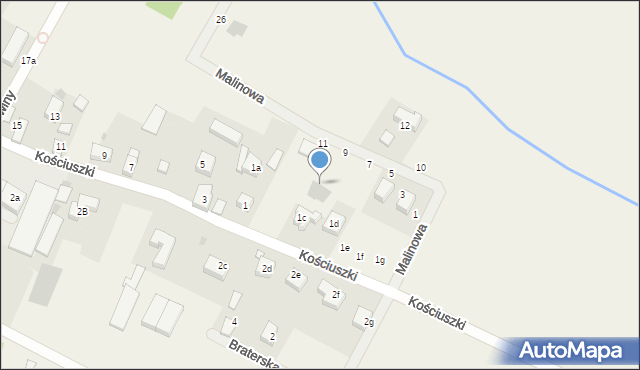 Iwiny, Malinowa, 9a, mapa Iwiny