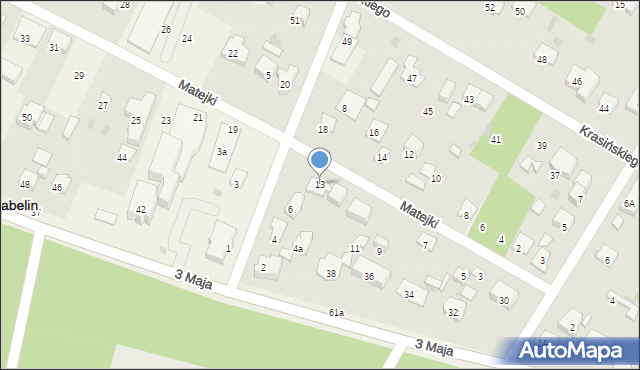 Izabelin C, Matejki Jana, 13, mapa Izabelin C