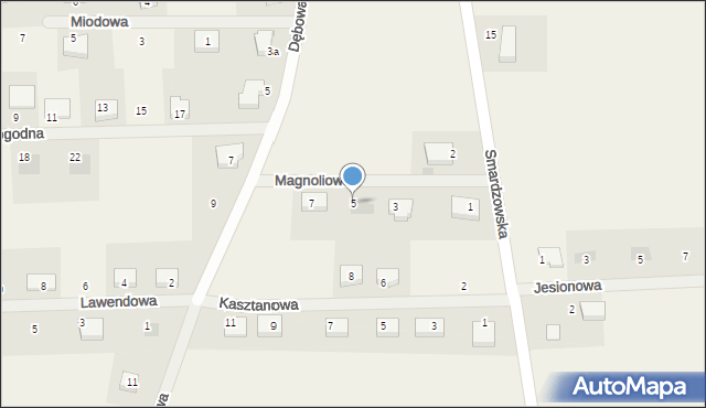 Jaczów, Magnoliowa, 5, mapa Jaczów