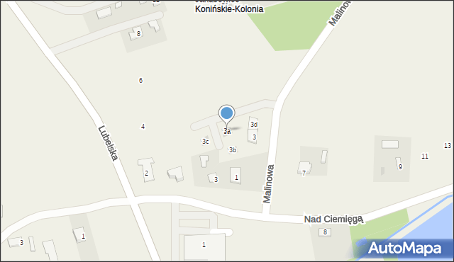 Jakubowice Konińskie-Kolonia, Malinowa, 3a, mapa Jakubowice Konińskie-Kolonia