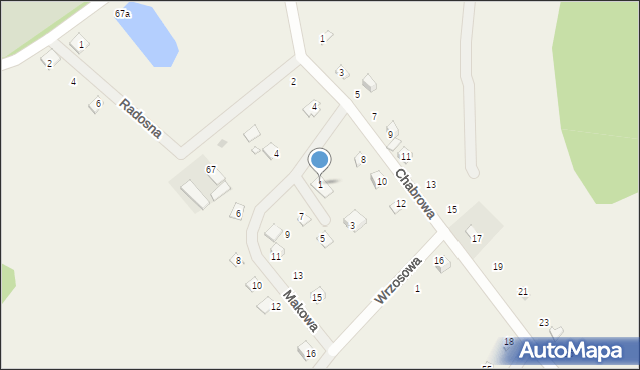 Jania Góra, Makowa, 1, mapa Jania Góra