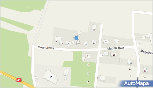 Janów, Magnoliowa, 9, mapa Janów