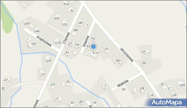 Jaworze, Maków, 7, mapa Jaworze