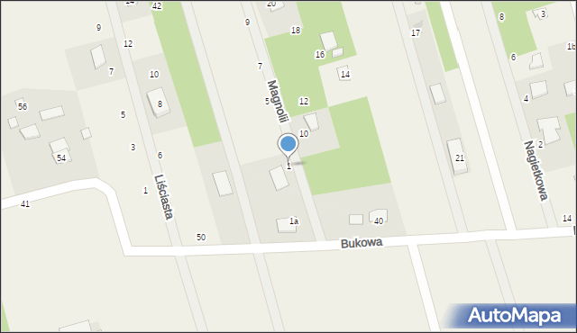Jedlicze B, Magnolii, 1, mapa Jedlicze B
