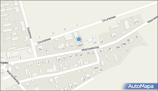 Jednorożec, Mazowiecka, 13A, mapa Jednorożec