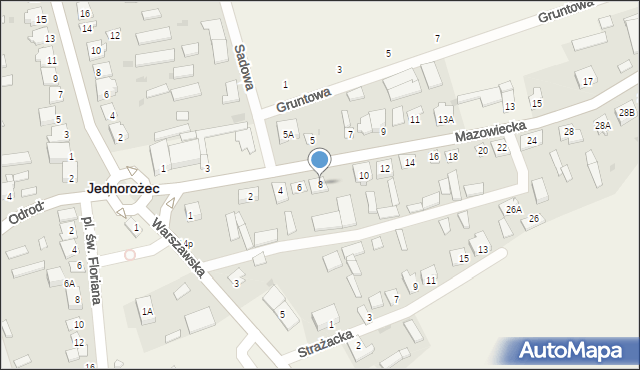 Jednorożec, Mazowiecka, 8, mapa Jednorożec