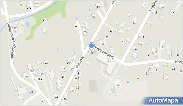 Jordanów, Maczka Stanisława, gen., 36, mapa Jordanów