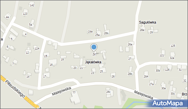 Jordanów, Malejowska, 24, mapa Jordanów